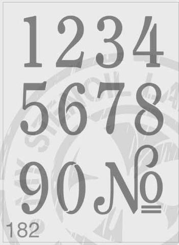 Numbers - MSL 182 Stencil Medium - 43mm approx No. Height (sheet size 140 x