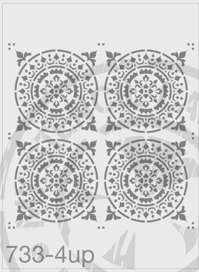 Mandala Tile - MSL 733 Stencil XLarge 4 up – 285mm cutout (sheet size 300 x 300mm