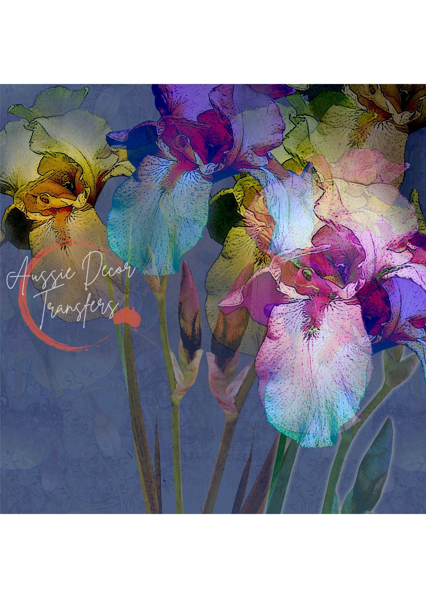 Stormy Iris - Aussie Decor Luxe Decoupage Paper