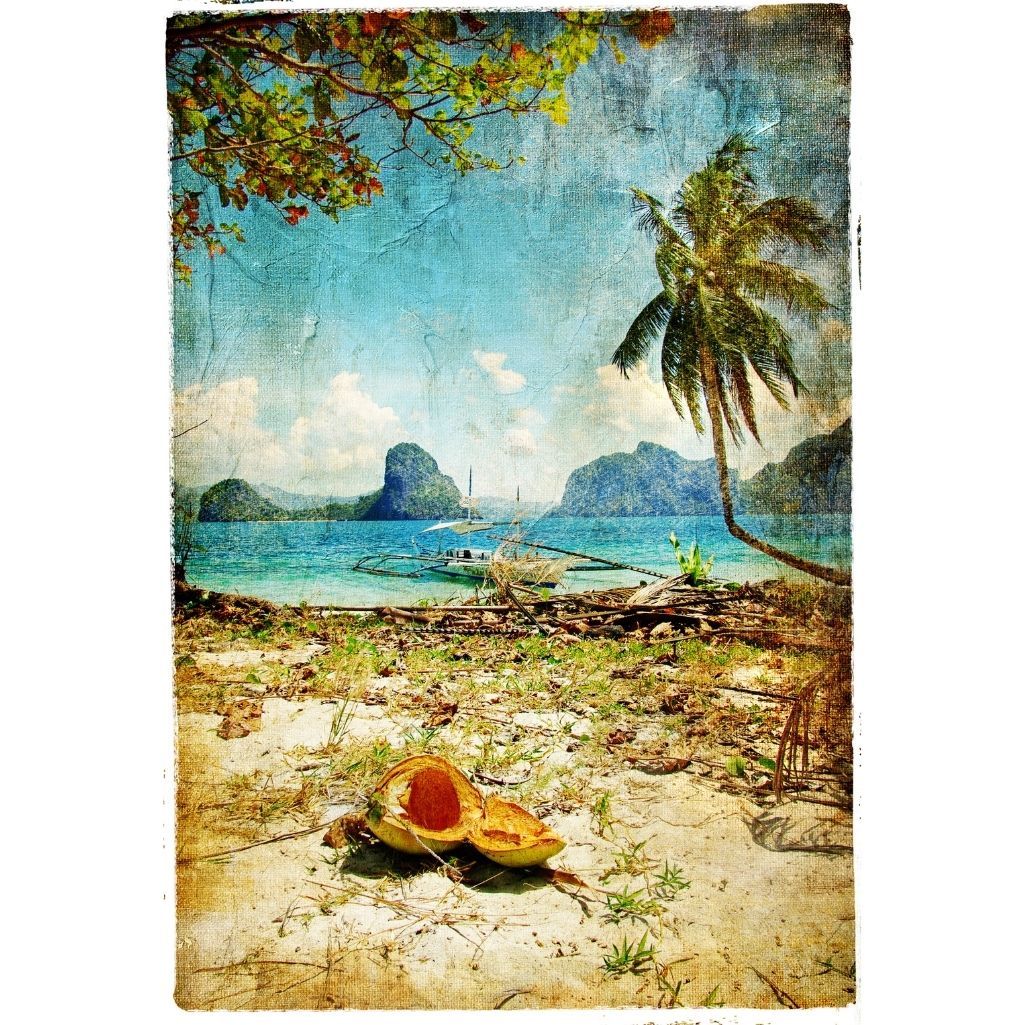 Tropical Beach - Mint Decoupage Paper