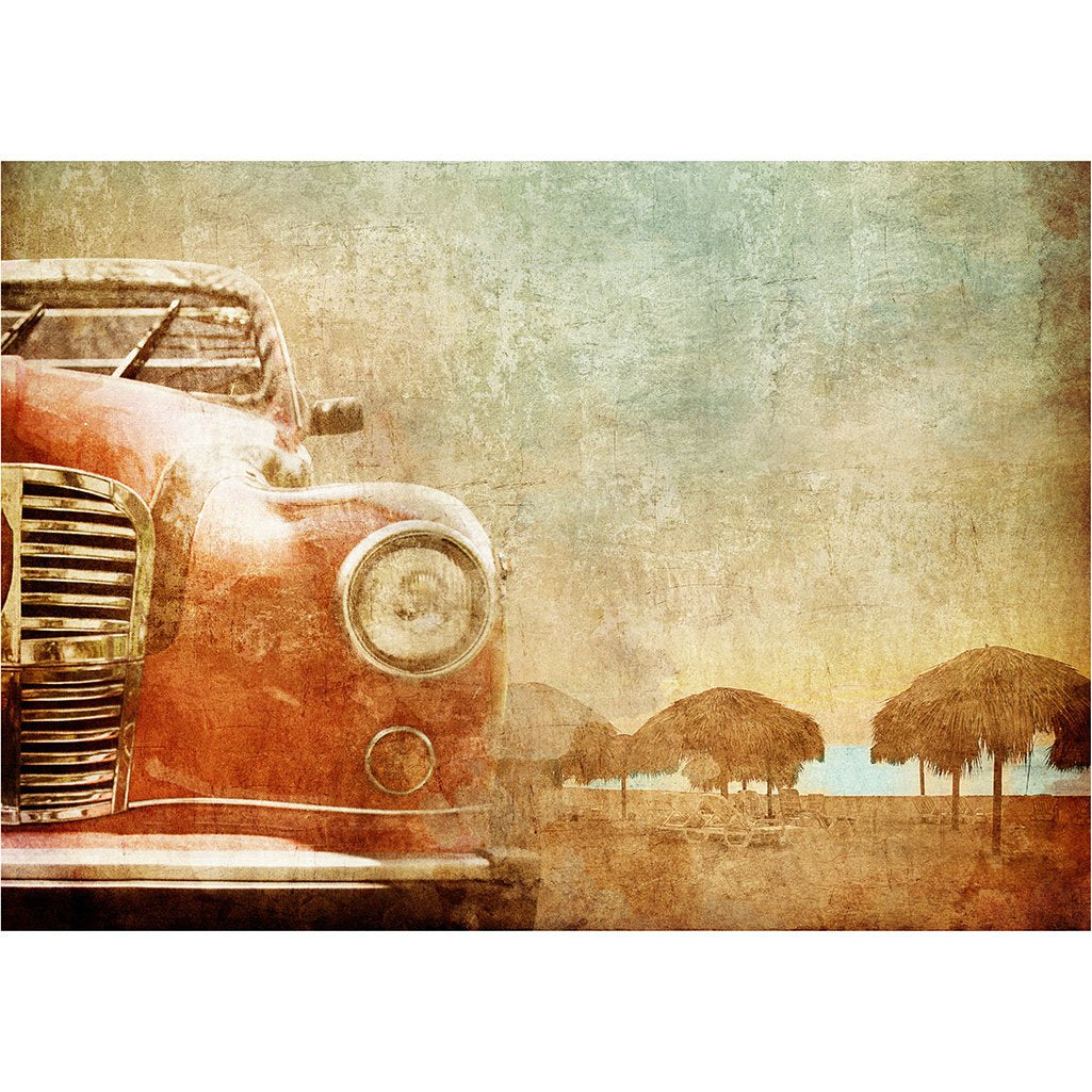 Old Red Car Decoupage Paper