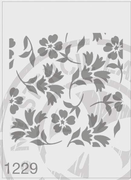 Vintage style floral repeat pattern - MSL 1229 Stencil Large - 185mm Cutout (Sheet Size 200x200mm)