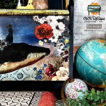 Redesign A1 Decoupage Fiber – Whale in Cosmos – 1 SHEET