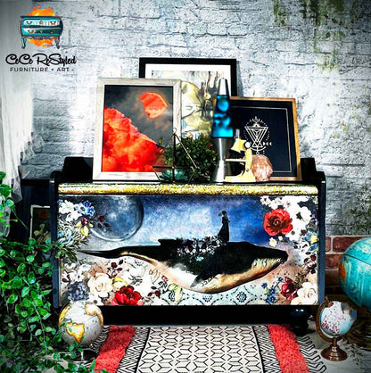 Redesign A1 Decoupage Fiber – Whale in Cosmos – 1 SHEET