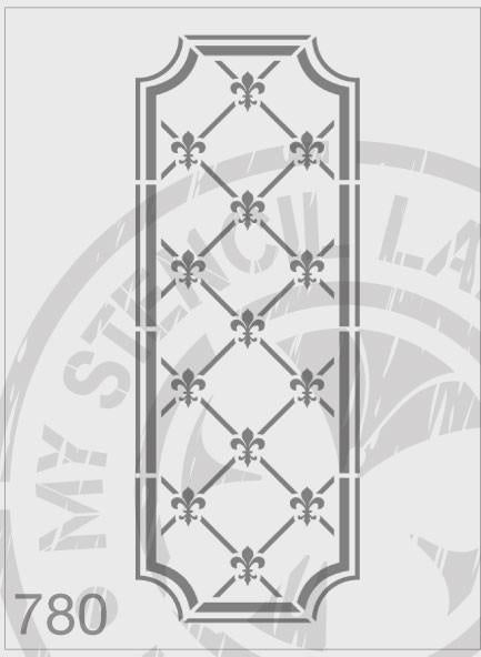Fleur de Lis Repeating Panel - MSL 780 Stencil XXLarge (Sheet size 175x420mm)