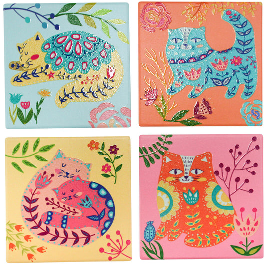 Coasters Groovy Cats S/4