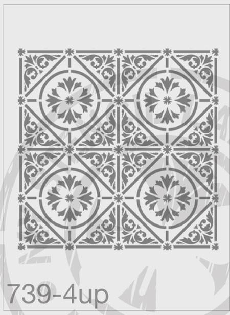 Tile Stencil - MSL 739 Stencil XLarge 4UP – 285mm Full cutout- Each Tile Space 14