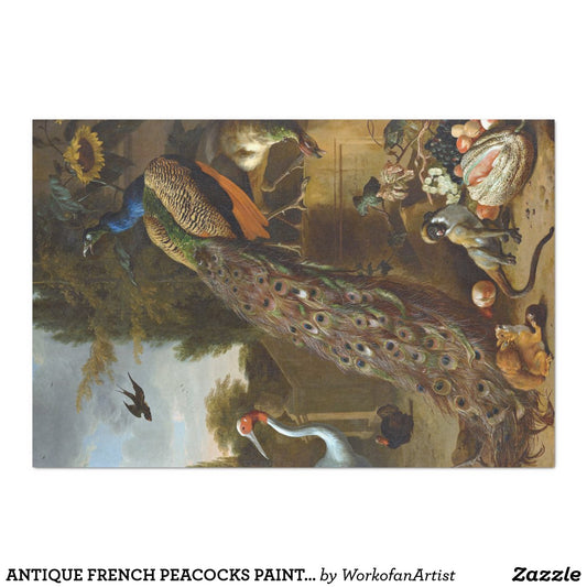 Zazzle - Antique French Peacocks Painting Tissue Paper